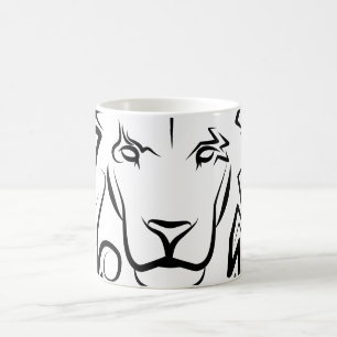 Zwarte en witte tribale lion koffiemok