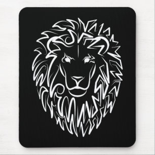 Zwarte en witte tribale lion muismat