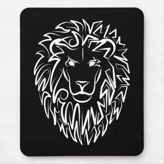 Zwarte en witte tribale lion muismat (Voorkant)