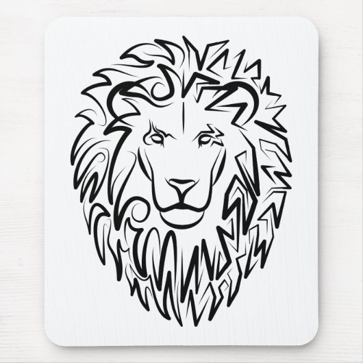 Zwarte en witte tribale lion muismat (Voorkant)