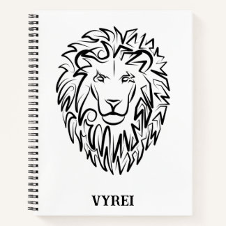 Zwarte en witte tribale lion notitieboek
