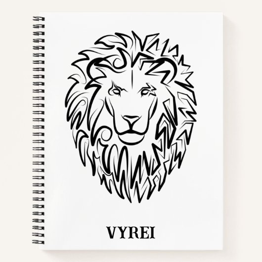 Zwarte en witte tribale lion notitieboek (Voorkant)