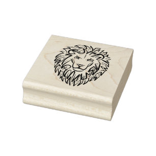 Zwarte en witte tribale lion rubberstempel