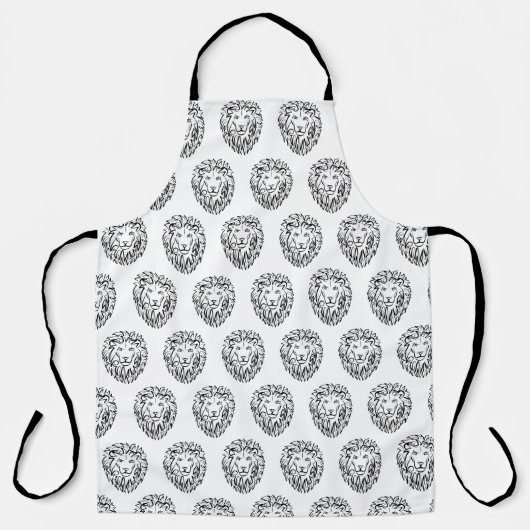 Zwarte en witte tribale lion schort (Voorkant)