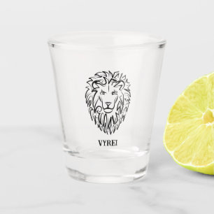 Zwarte en witte tribale lion shot glas