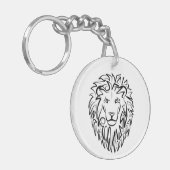 Zwarte en witte tribale lion sleutelhanger (Voorkant Links)