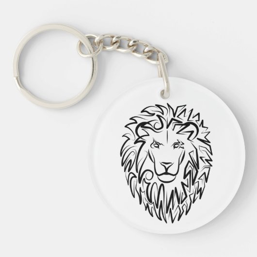 Zwarte en witte tribale lion sleutelhanger (Voorkant)