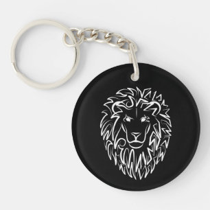 Zwarte en witte tribale lion sleutelhanger