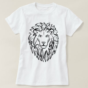 Zwarte en witte tribale lion t-shirt
