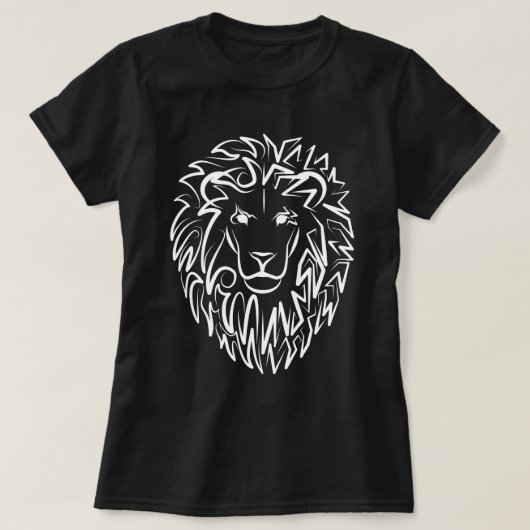 Zwarte en witte tribale lion t-shirt (Design voorkant)