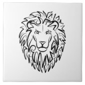 Zwarte en witte tribale lion tegeltje (Voorkant)