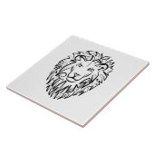 Zwarte en witte tribale lion tegeltje (Zijkant)