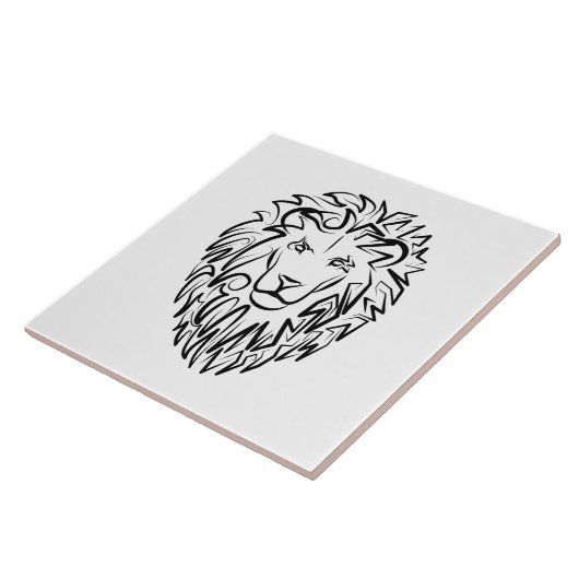 Zwarte en witte tribale lion tegeltje (Zijkant)