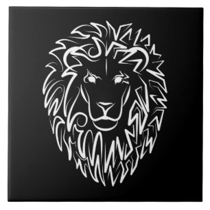 Zwarte en witte tribale lion tegeltje