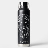 Zwarte en witte tribale lion waterfles (Voorkant)