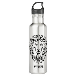Zwarte en witte tribale lion waterfles 
