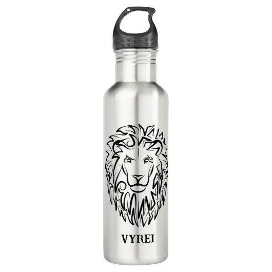 Zwarte en witte tribale lion waterfles  (Voorkant)