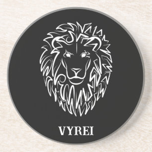 Zwarte en witte tribale lion zandsteen onderzetter
