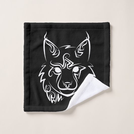 Zwarte en Witte Tribale Lynx Bad Handdoek (Wasdoekje)