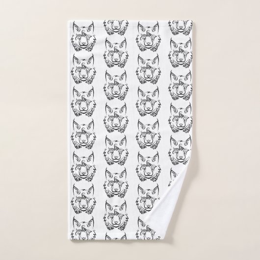Zwarte en Witte Tribale Lynx Bad Handdoek (Handdoek)