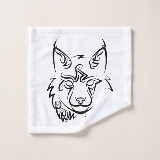 Zwarte en Witte Tribale Lynx Bad Handdoek (Wasdoekje)