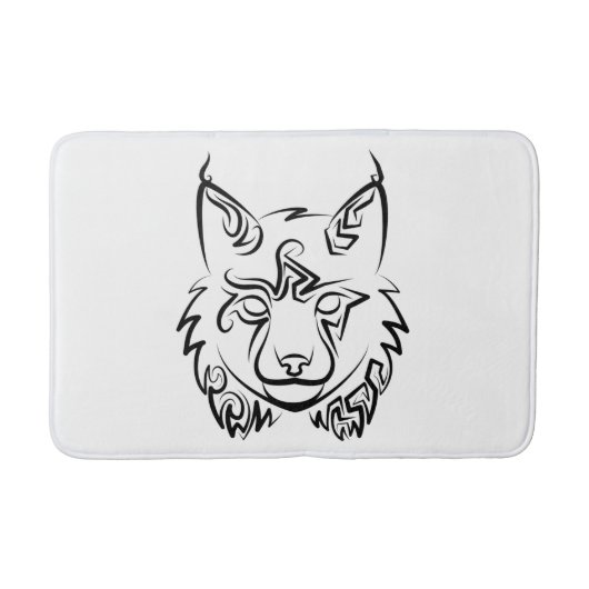 Zwarte en Witte Tribale Lynx Badmat (Voorkant)