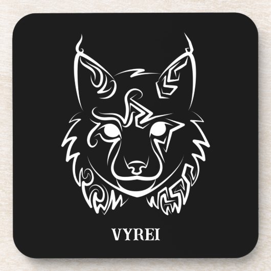 Zwarte en Witte Tribale Lynx Bier Onderzetter (Voorkant)