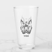 Zwarte en Witte Tribale Lynx Glas (Voorkant)