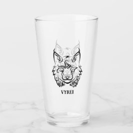 Zwarte en Witte Tribale Lynx Glas