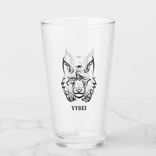 Zwarte en Witte Tribale Lynx Glas (Voorkant)