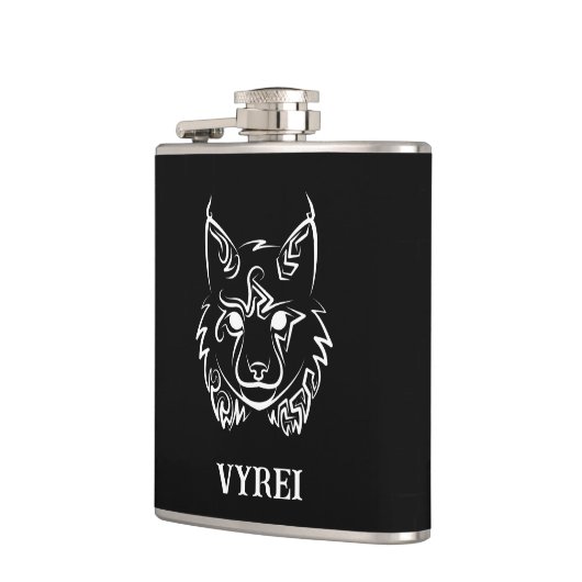 Zwarte en Witte Tribale Lynx Heupfles (Links)