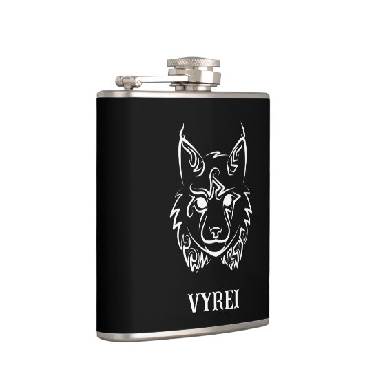 Zwarte en Witte Tribale Lynx Heupfles (Rechts)