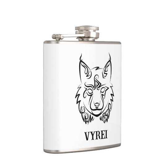 Zwarte en Witte Tribale Lynx Heupfles (Rechts)