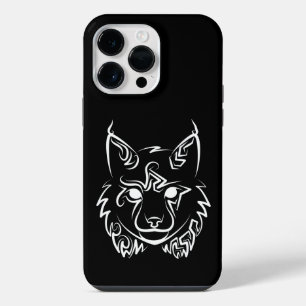 Zwarte en Witte Tribale Lynx iPhone 14 Pro Max Hoesje