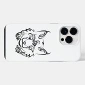 Zwarte en Witte Tribale Lynx iPhone Hoesje (Achterkant horizontaal)