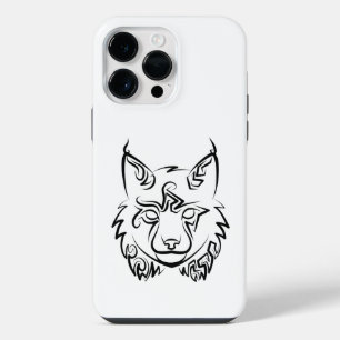 Zwarte en Witte Tribale Lynx iPhone 14 Pro Max Hoesje