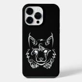 Zwarte en Witte Tribale Lynx iPhone Hoesje (Achterkant)