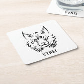 Zwarte en Witte Tribale Lynx Kartonnen Onderzetters (Schuin)