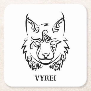 Zwarte en Witte Tribale Lynx Kartonnen Onderzetters