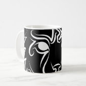 Zwarte en Witte Tribale Lynx Koffiemok (Voorkant links)