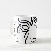 Zwarte en Witte Tribale Lynx Koffiemok (Voorkant links)