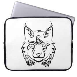 Zwarte en Witte Tribale Lynx Laptop Sleeve