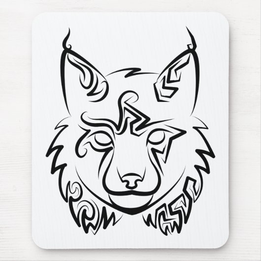 Zwarte en Witte Tribale Lynx Muismat (Voorkant)