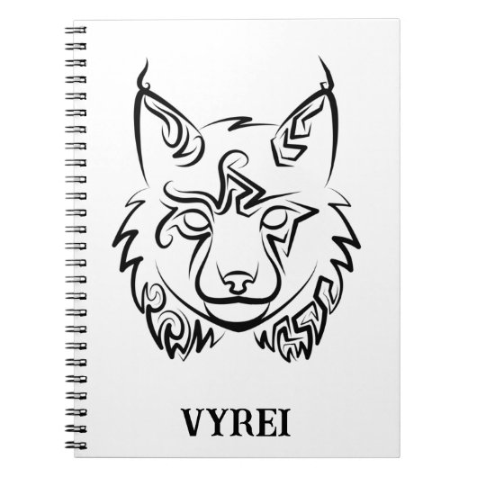 Zwarte en Witte Tribale Lynx Notitieboek (Voorkant)