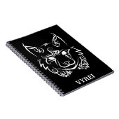 Zwarte en Witte Tribale Lynx Notitieboek (Rechterzijde)