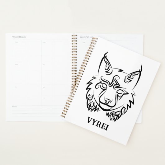 Zwarte en Witte Tribale Lynx Planner (Display)