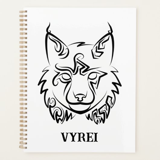 Zwarte en Witte Tribale Lynx Planner (Voorkant)