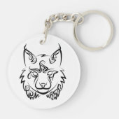 Zwarte en Witte Tribale Lynx Sleutelhanger (Achterkant)
