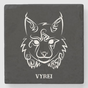 Zwarte en Witte Tribale Lynx Stenen Onderzetter