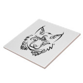 Zwarte en Witte Tribale Lynx Tegeltje (Zijkant)